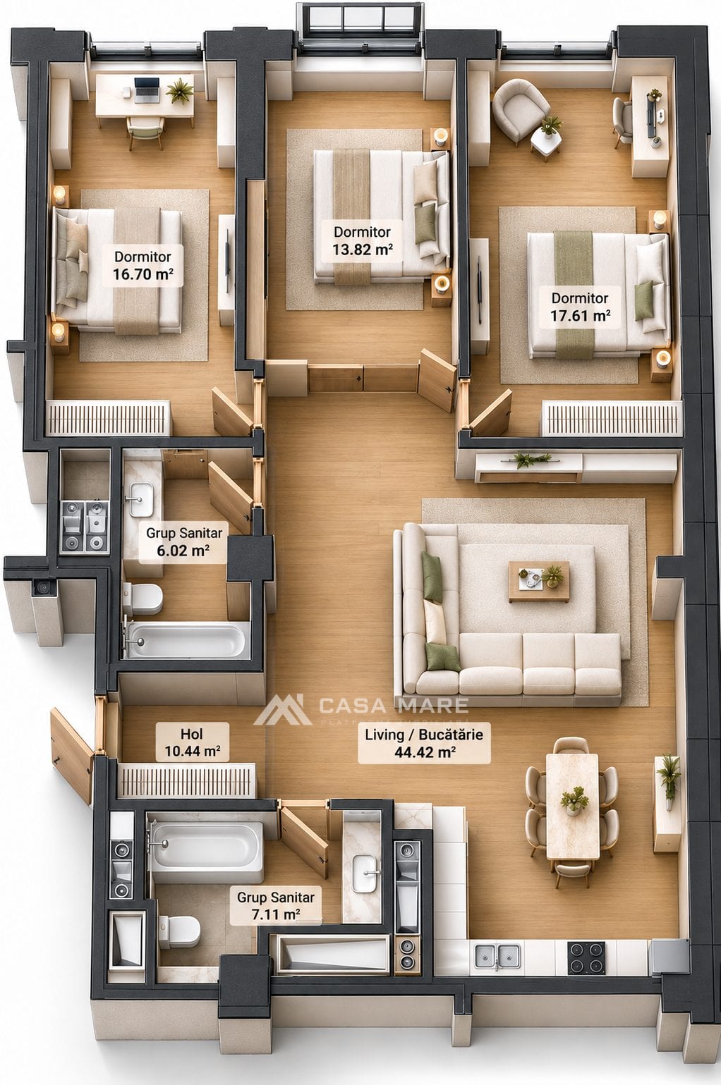 Apartament cu 3 camere, 109 m², Râșcani, Chișinău 2