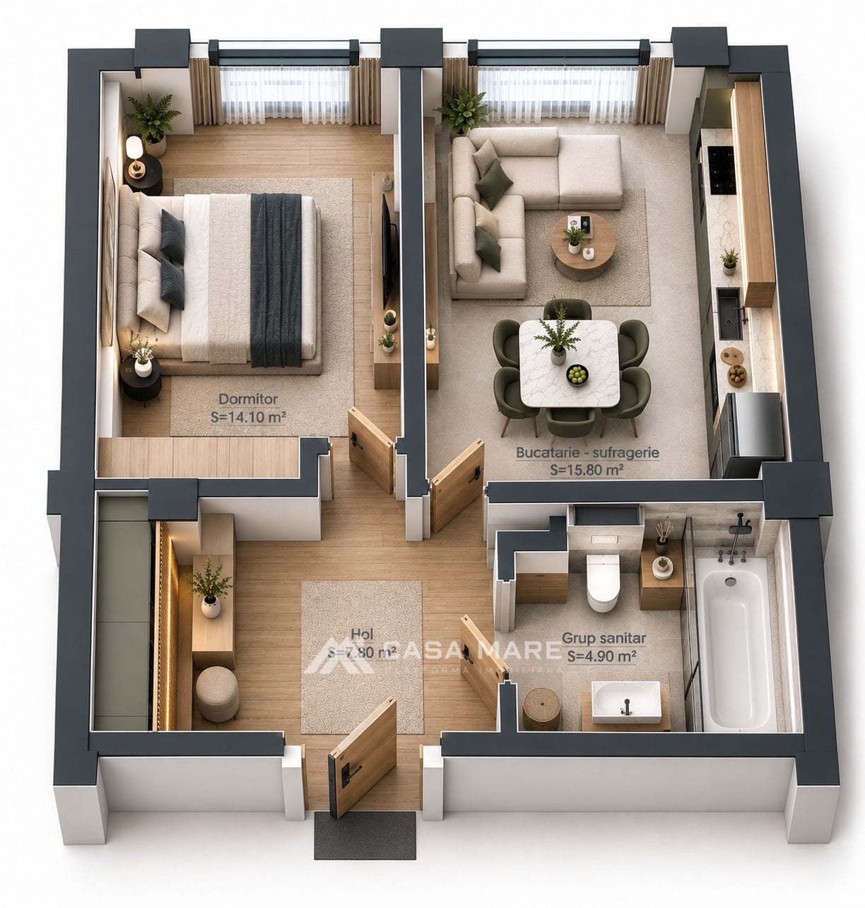 Apartament cu 1 dormitor, 50,50 m² în Estate Sunrise 3, Telecentru 2