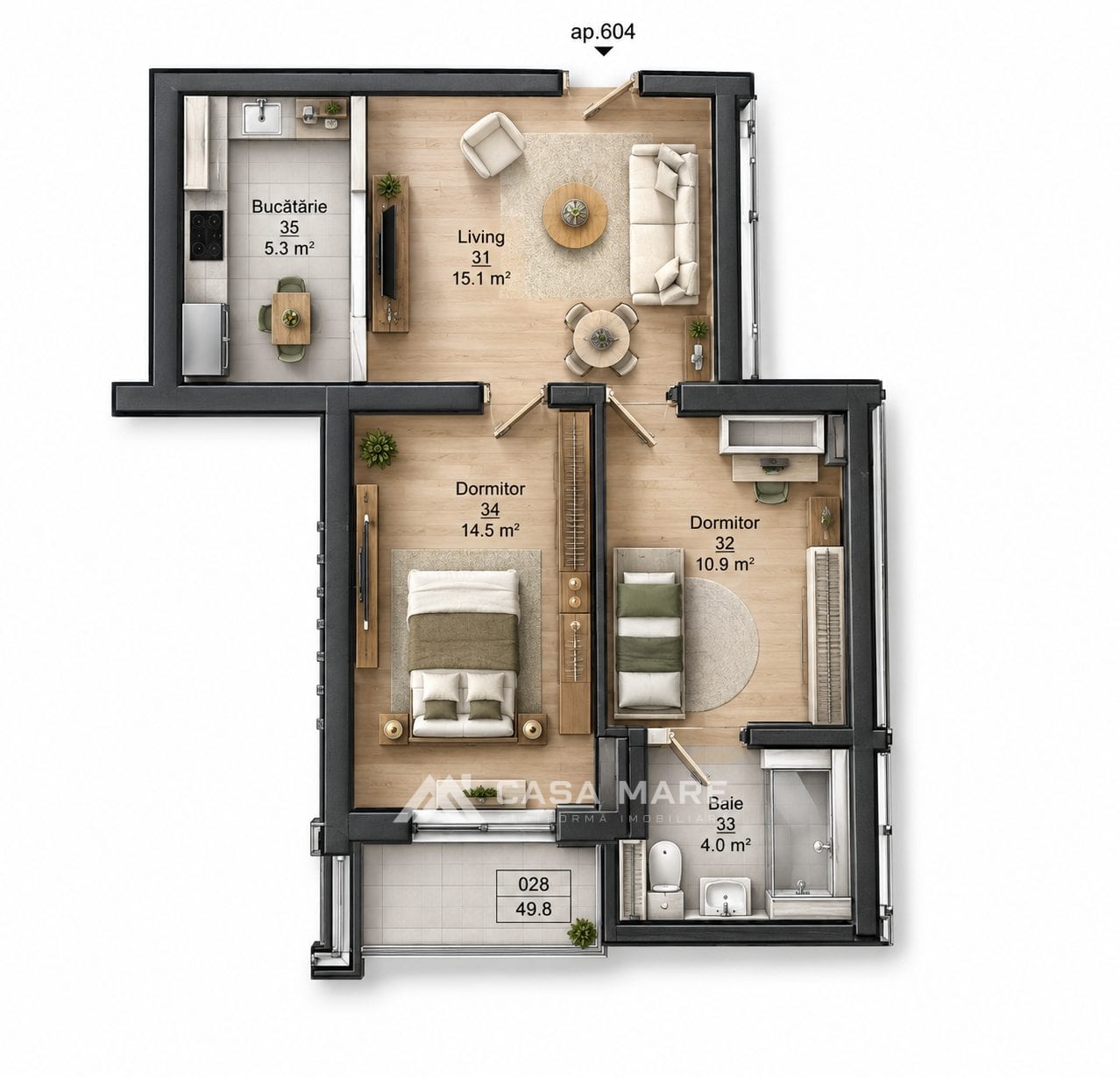 Apartament cu 1 cameră, 50 m², Buiucani, Chișinău 2