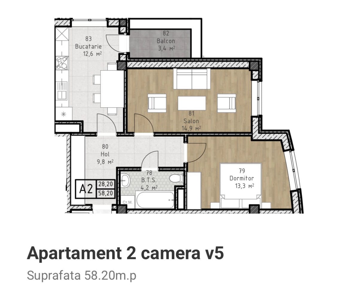 2-комнатная квартира, 59 м², Яловены 2