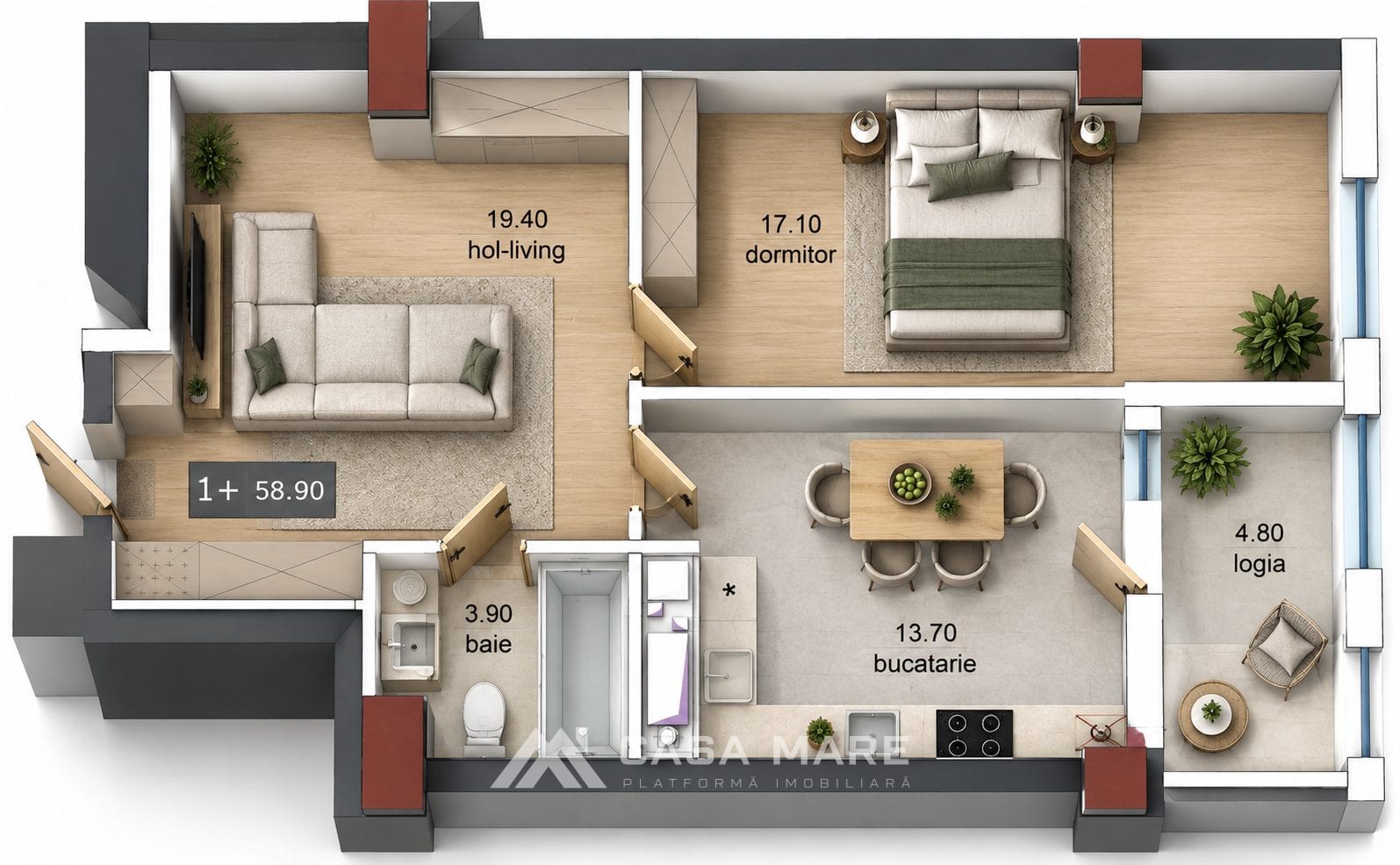Apartament, 56 m², Ciocana, Chișinău 1