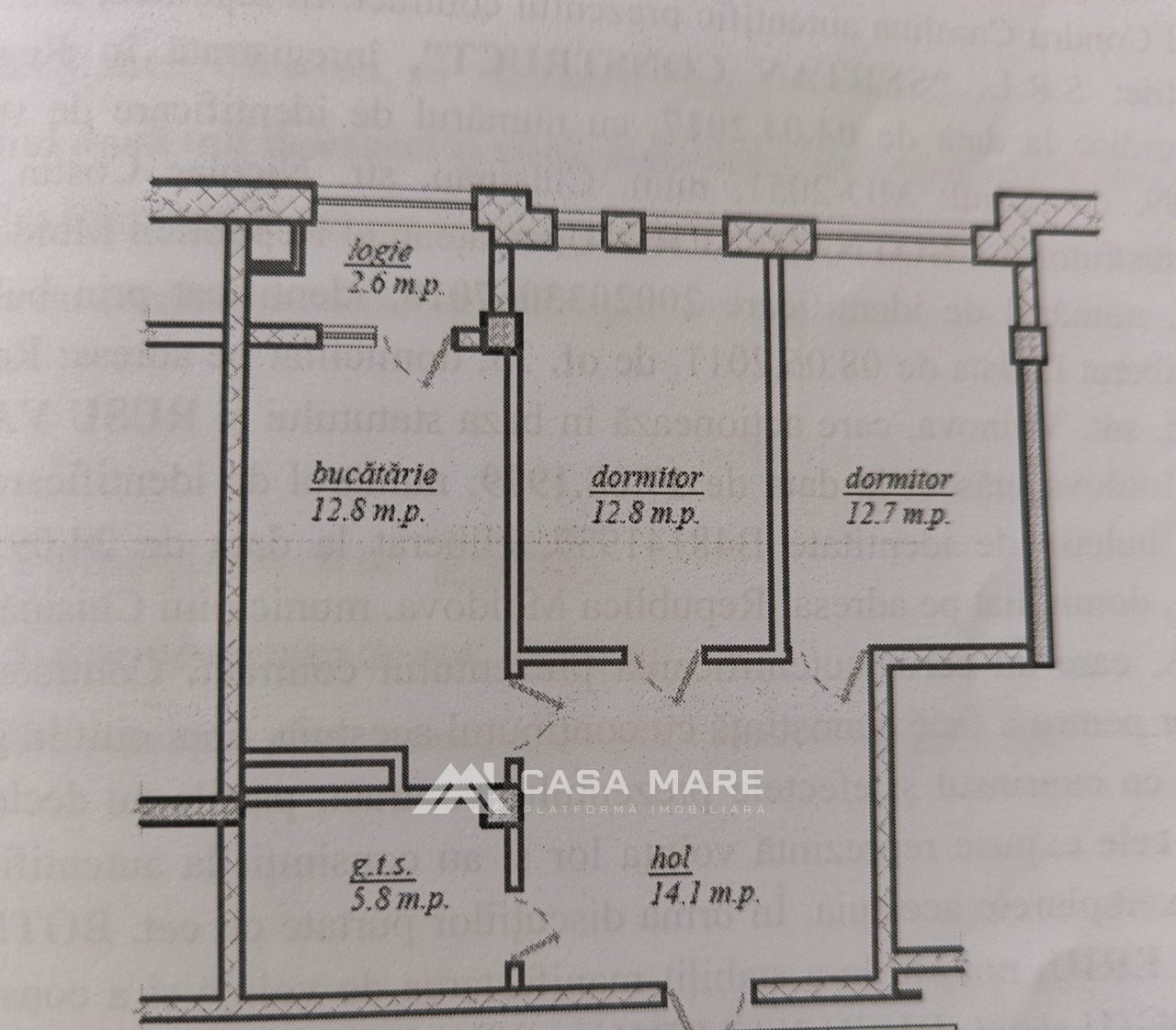 Apartament cu 2 camere, 60 m², Durlești 2
