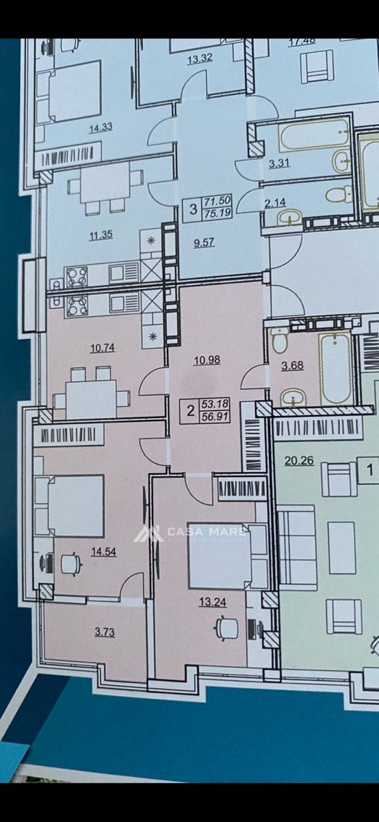 Apartament cu 2 camere, 57 m², Cricova 10