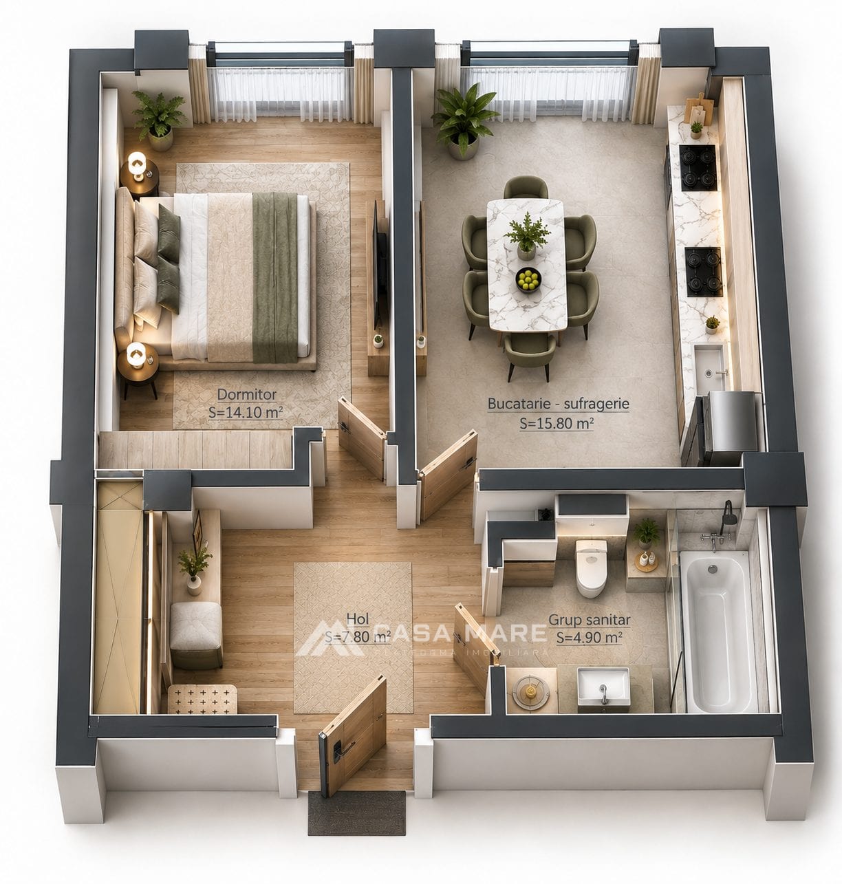 1-комнатная квартира, 43 м², Дурлешты 2