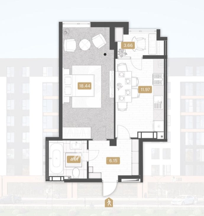 Apartament cu 1 cameră, 45 m², Cricova 2