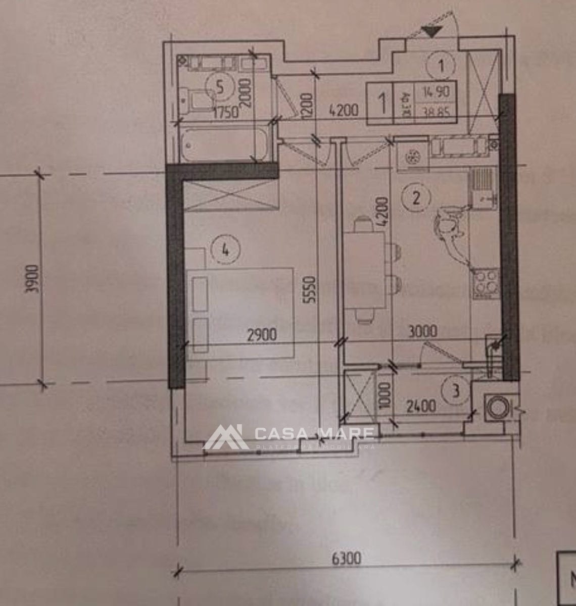 Apartament cu 1 cameră, 39 m², Durlești 3