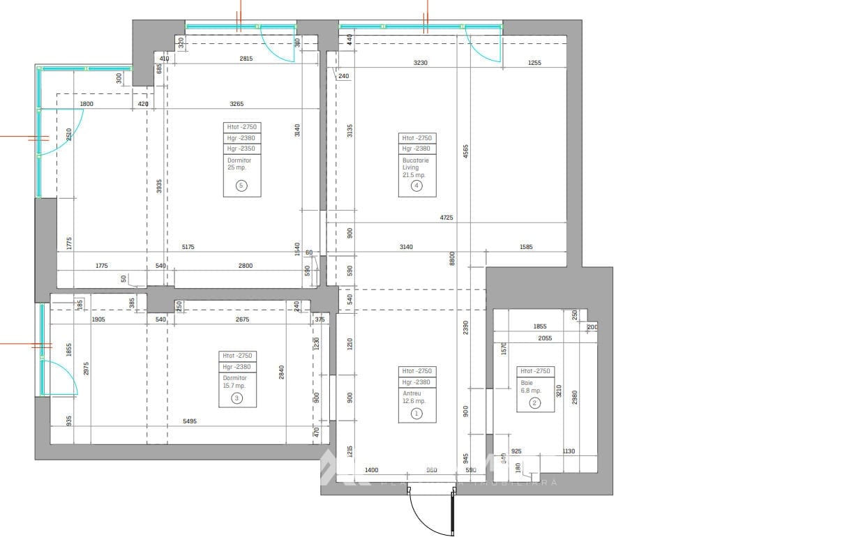 2-комнатная квартира, 82 м², Буюканы, Кишинёв 9