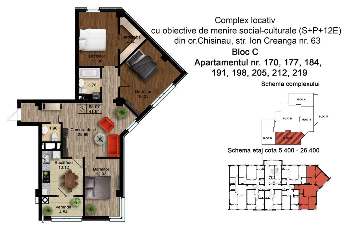 Apartament cu 3 camere, 96 m², Buiucani, Chișinău 10