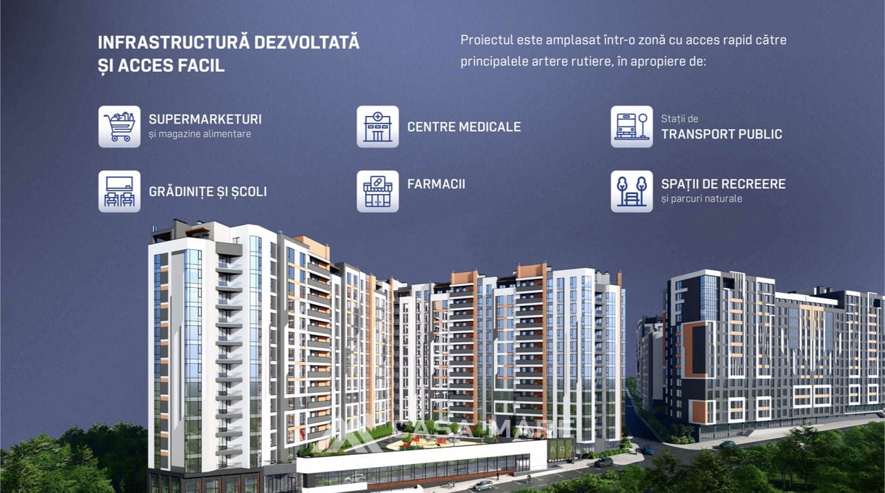 1-комнатная квартира, 45 м², Дурлешты 3
