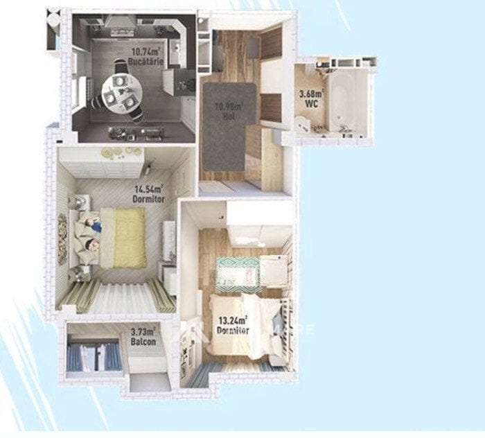 Apartament cu 2 camere, 57 m², Cricova 2