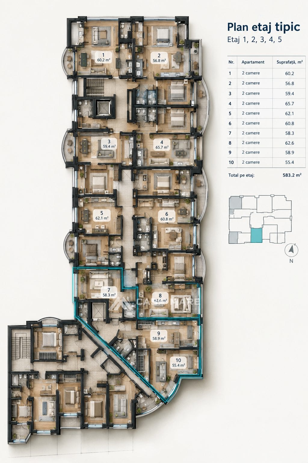 3-комнатная квартира, 120 м², Дурлешты 5