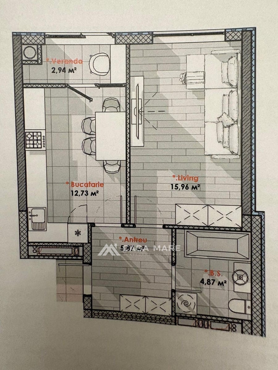 Apartament cu 1 cameră, 42 m², Telecentru, Chișinău 2