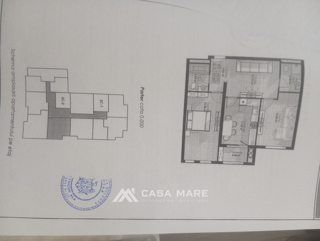 2-комнатная квартира, 69 м², Рышкановка, Кишинёв 9