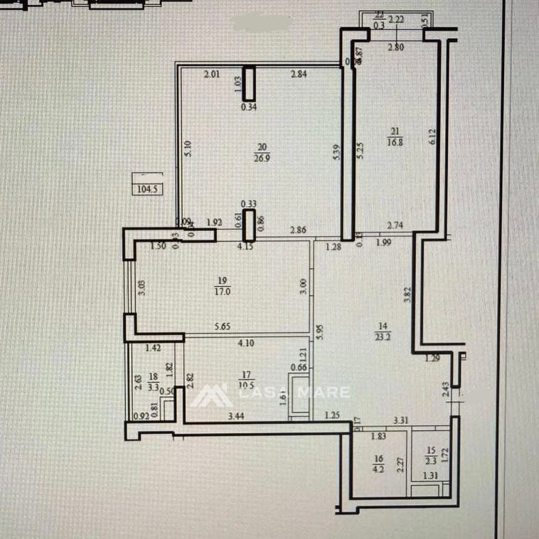 3-комнатная квартира, 105 м², Буюканы, Кишинёв 10