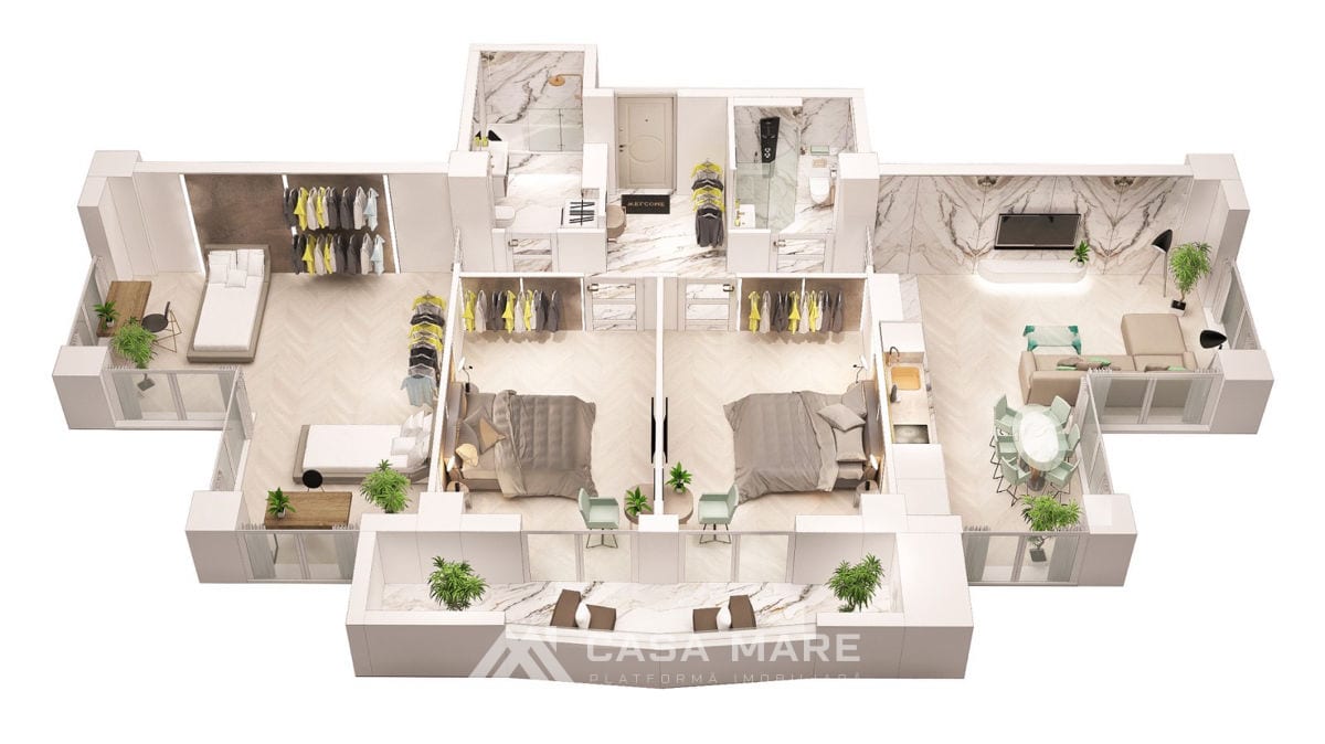 3-комнатная квартира, 105 м², Ботаника, Кишинёв 3