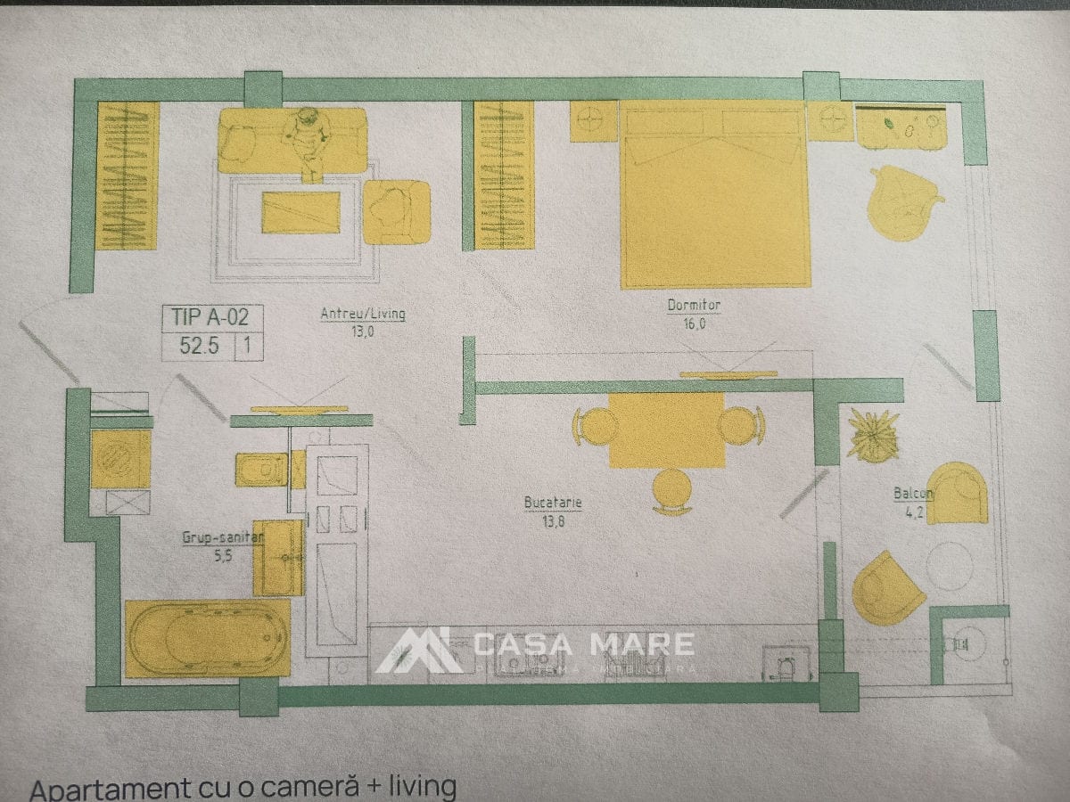 Apartament cu 1 cameră, 52 m², Telecentru, Chișinău 5