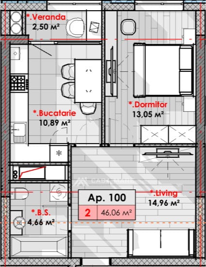 Apartament cu 1 cameră, 46 m², Râșcani, Chișinău 2