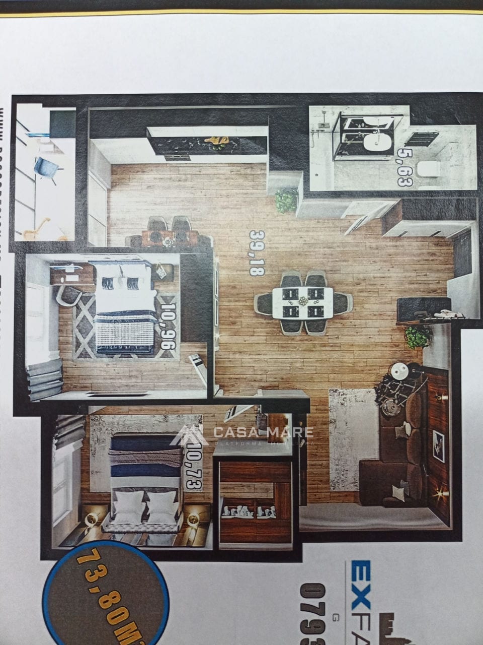 Apartament cu 2 camere, 74 m², Orhei 2