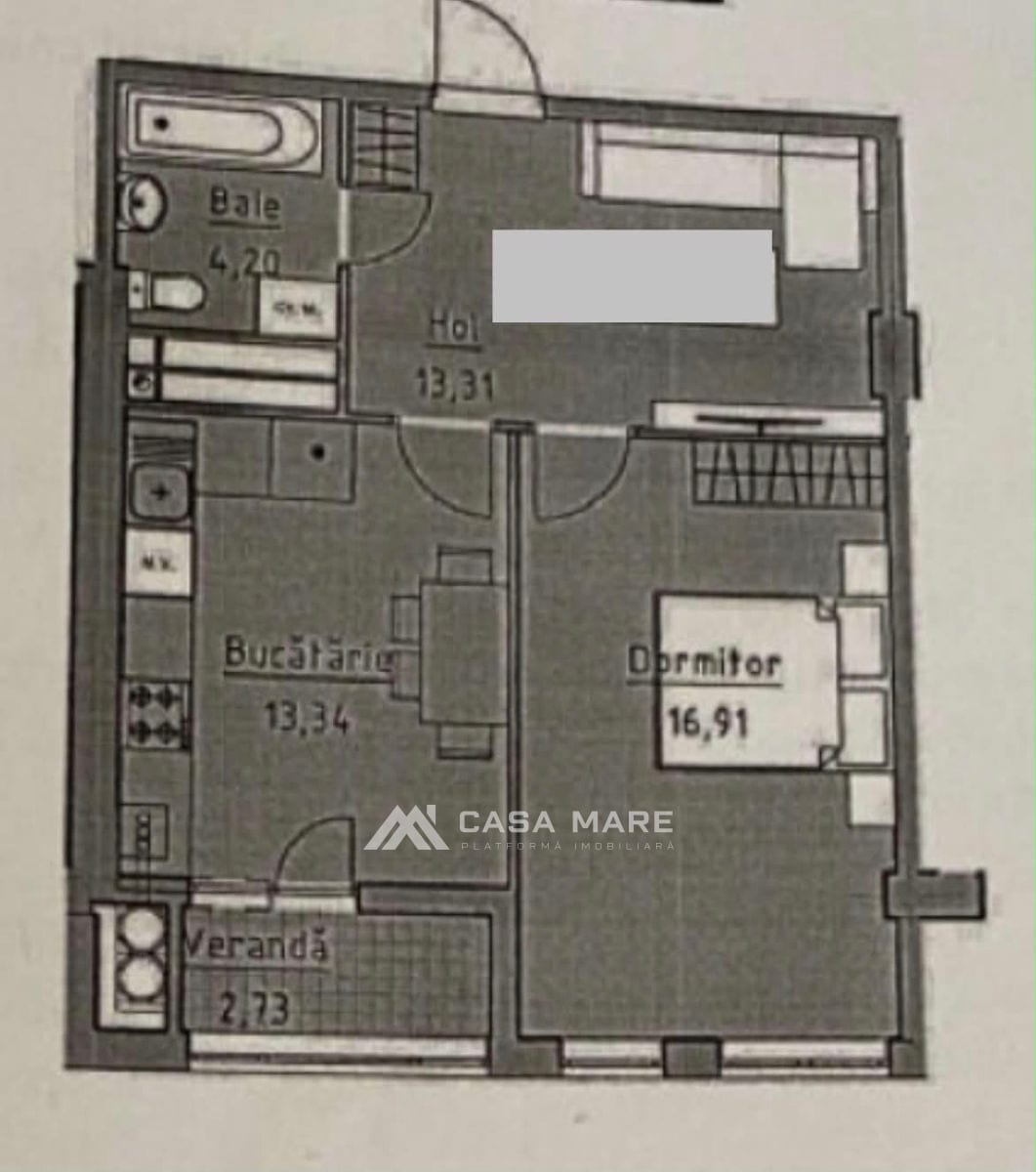 Apartament cu 1 cameră, 52 m², Râșcani, Chișinău 2