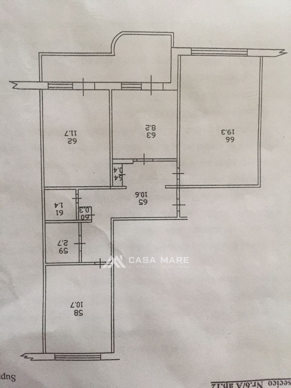 3-комнатная квартира, 65 м², БАМ, Bălți 9