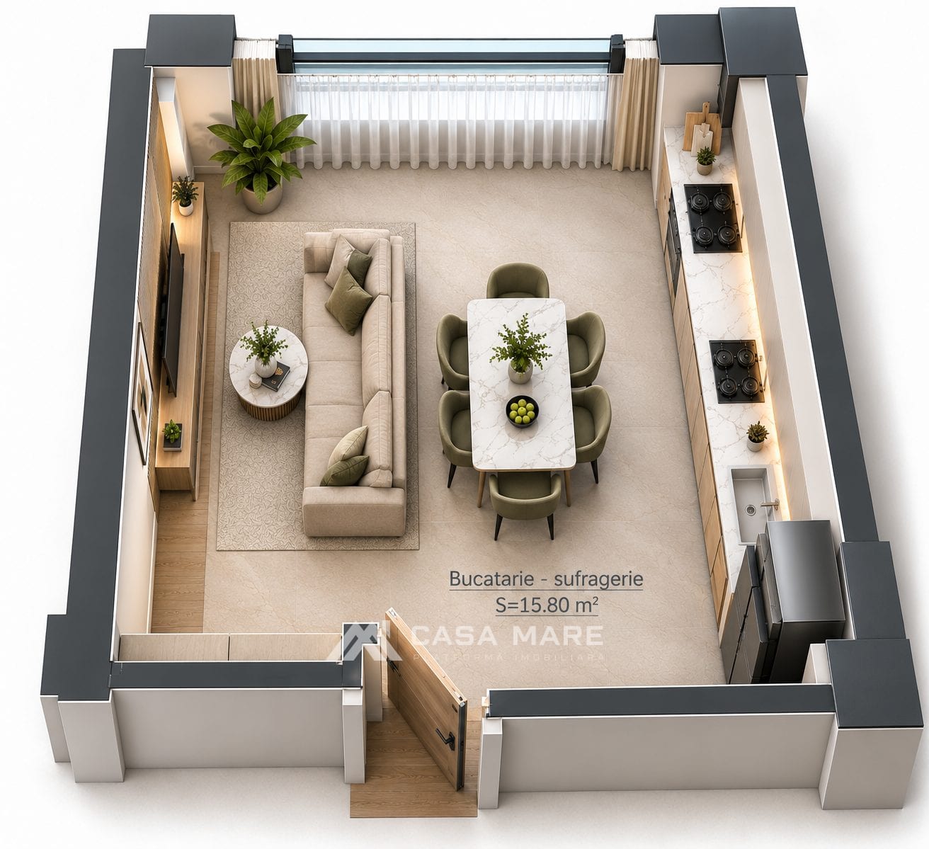 1-комнатная квартира, 43 м², Дурлешты 4
