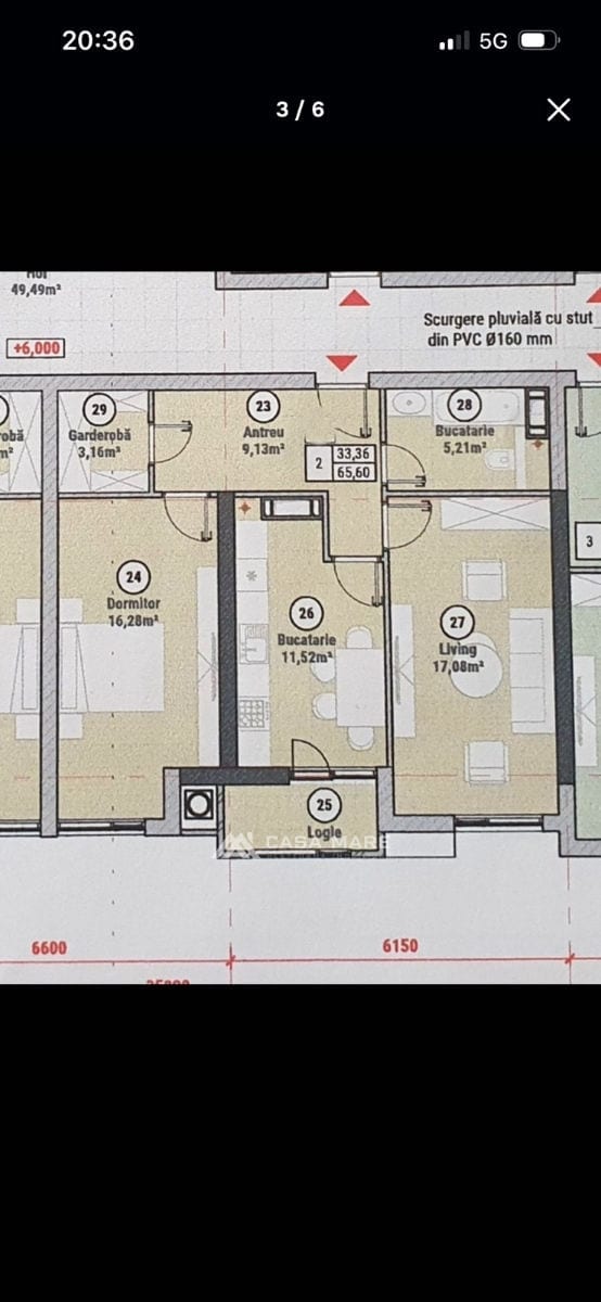 2-комнатная квартира, 68 м², Дурлешты 2