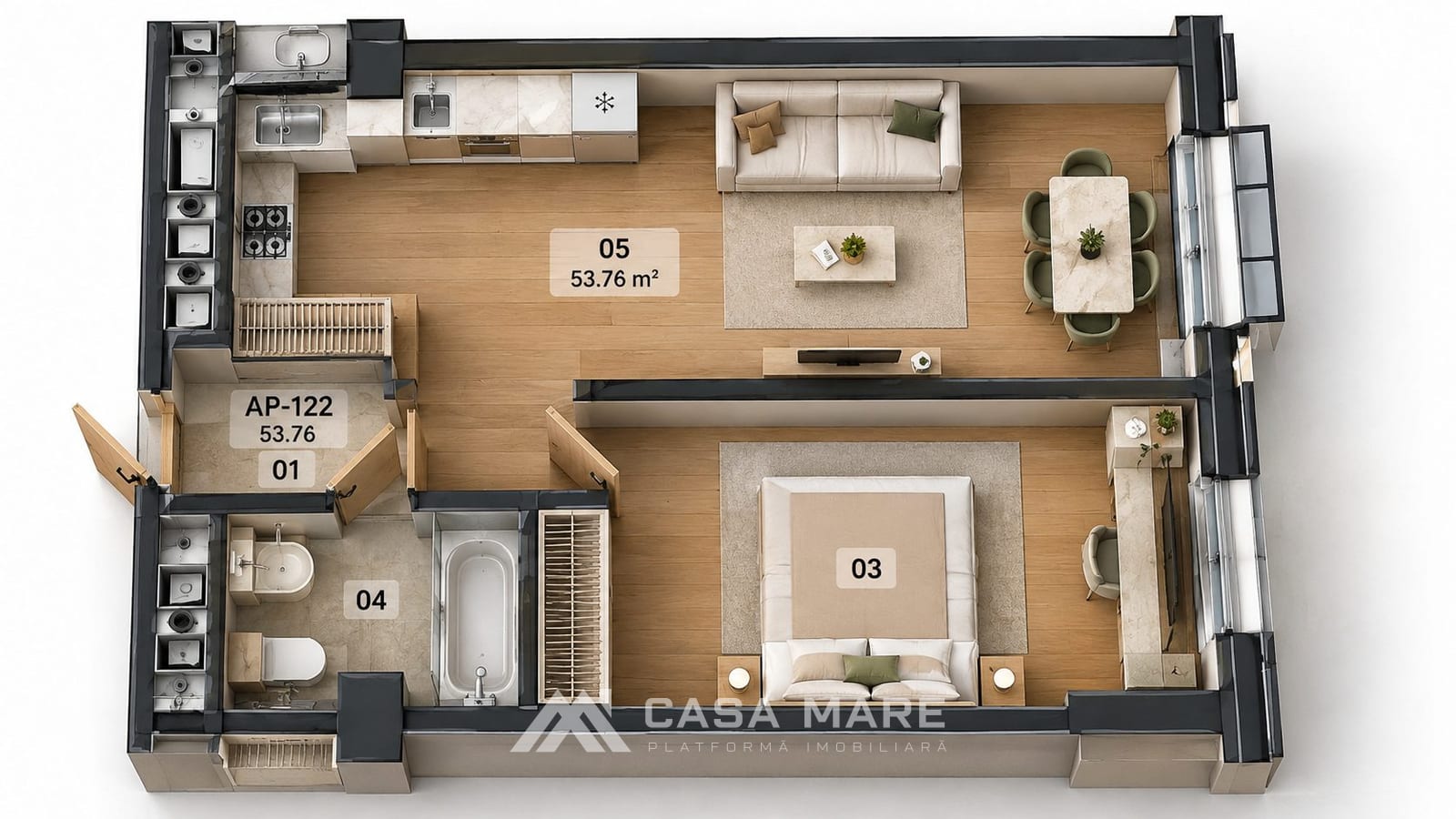 Apartament cu 2 camere, 55 m², Râșcani, Chișinău 2