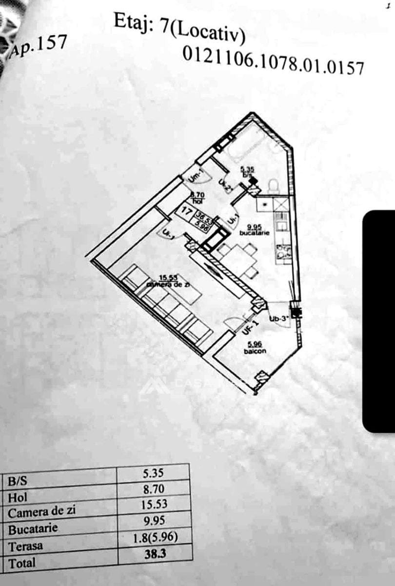 1-комнатная квартира, 38 м², Дурлешты 2
