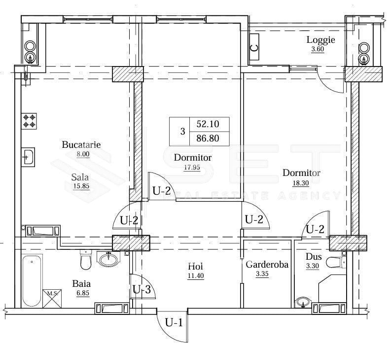 2-комнатная квартира, 86 м², Ботаника, Кишинёв 2