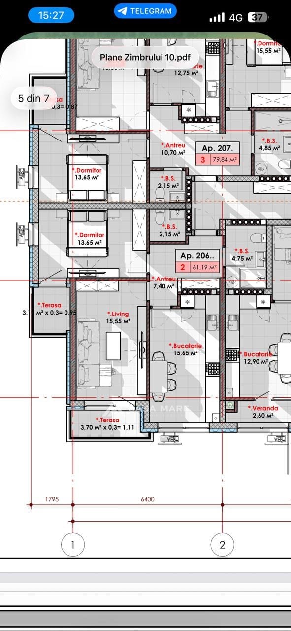 2-комнатная квартира, 62 м², Рышкановка, Кишинёв 4