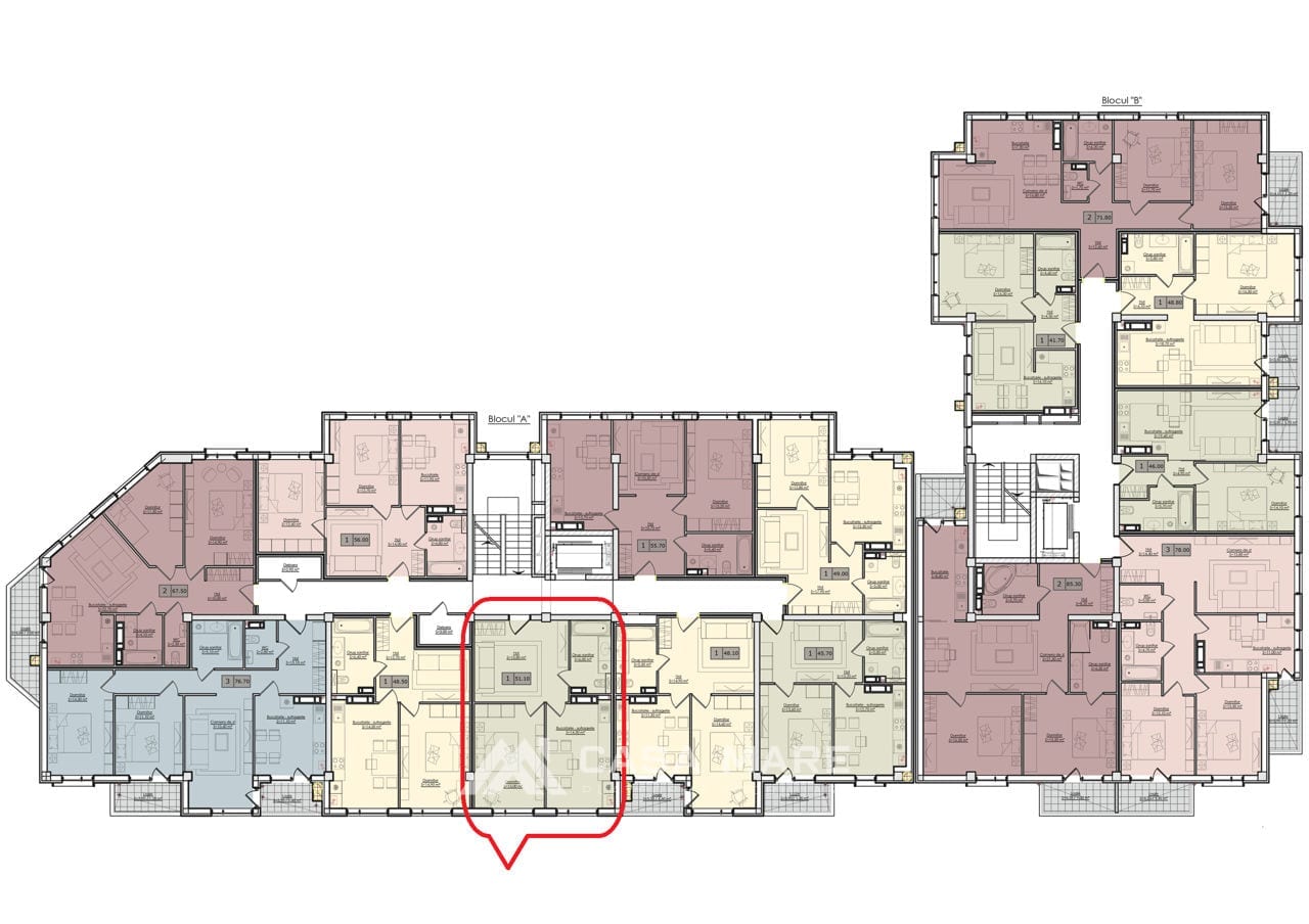 1-комнатная квартира, 51 м², Трушены 3