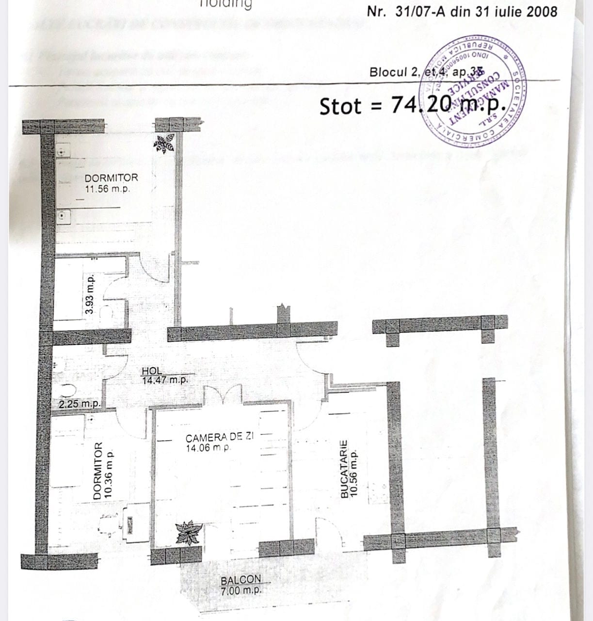 Apartament cu 3 camere, 74 m², Colonița 2