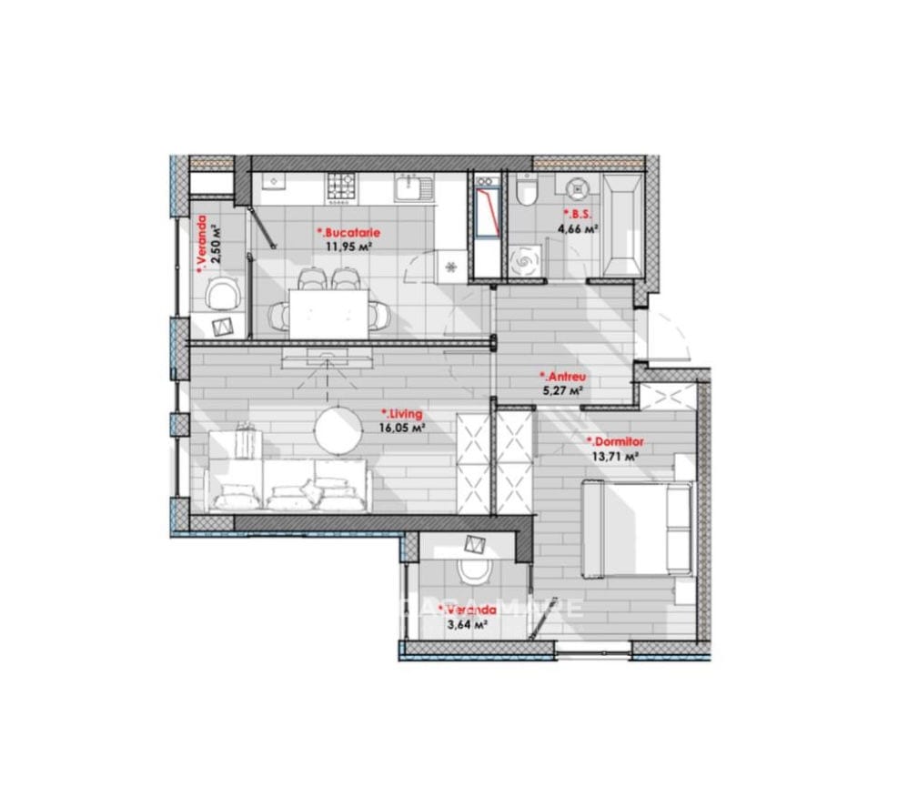 Apartament cu 2 camere, 58 m², Râșcani, Chișinău 2