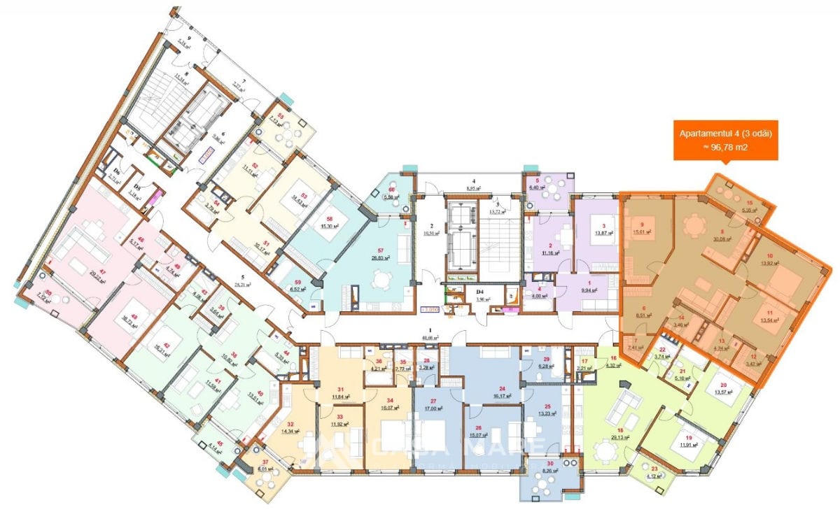 3-комнатная квартира, 98 м², Ботаника, Кишинёв 3