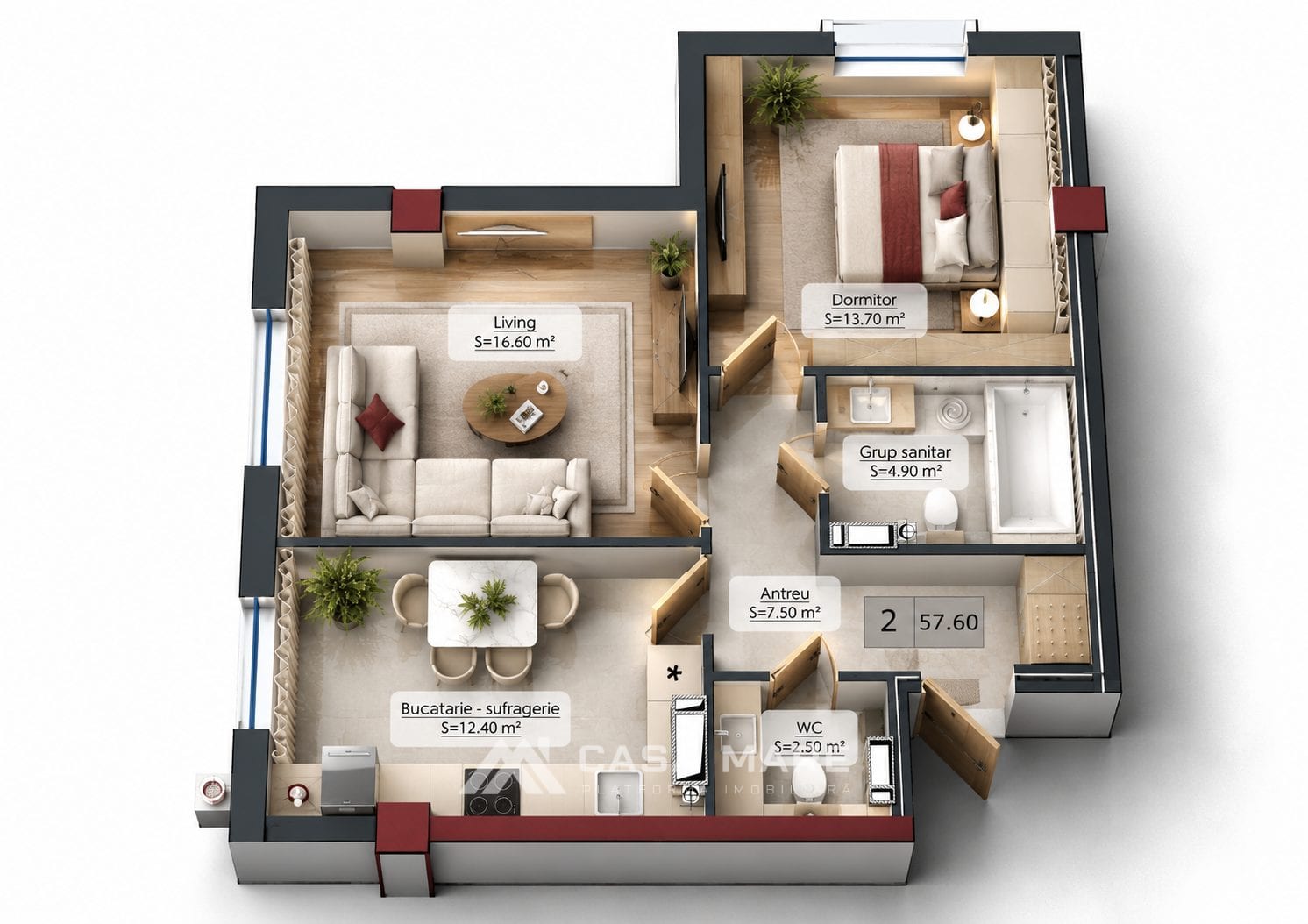 1-комнатная квартира, 58 м², Старая Почта, Кишинёв 2