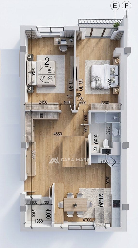 Apartament cu 2 camere, 93 m², Ciocana, Chișinău 2