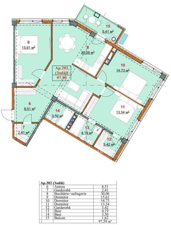 3-комнатная квартира, 98 м², Ботаника, Кишинёв 2