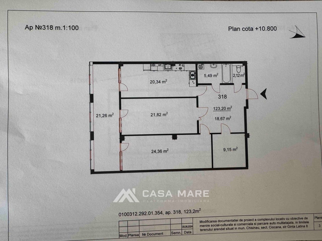Apartament cu 2 camere, 123 m², Ciocana, Chișinău 2