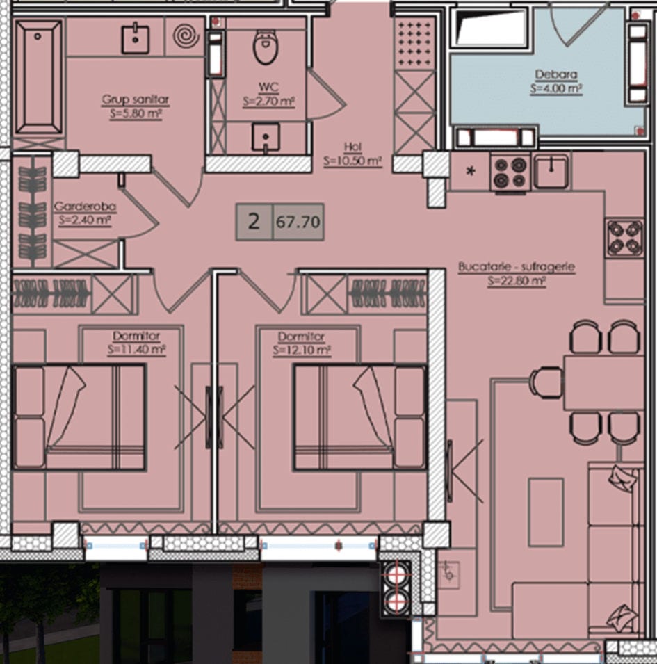 Apartament cu 2 camere, 68 m², Telecentru, Chișinău