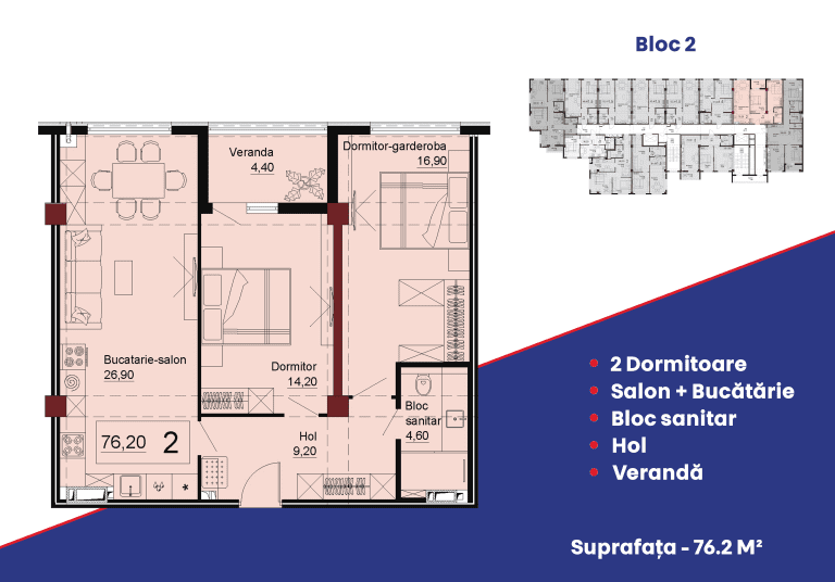 Apartamente 76.2 m²