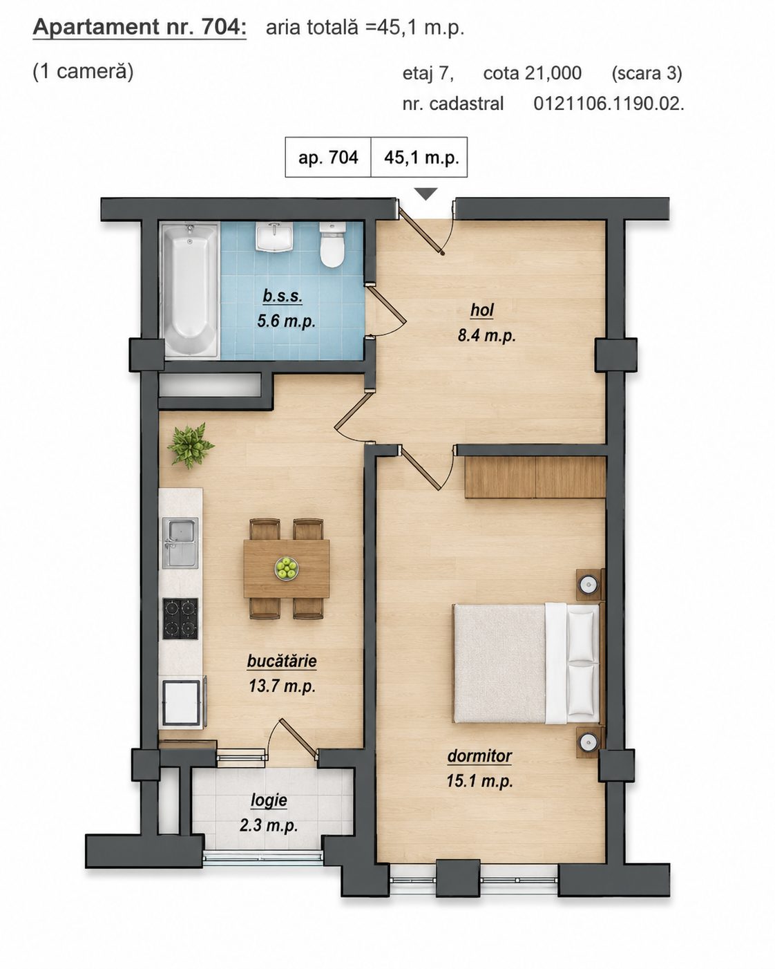 Vânzare apartament cu 1 cameră | 45 m² | Codru, str. Costiujeni (Cartușa)