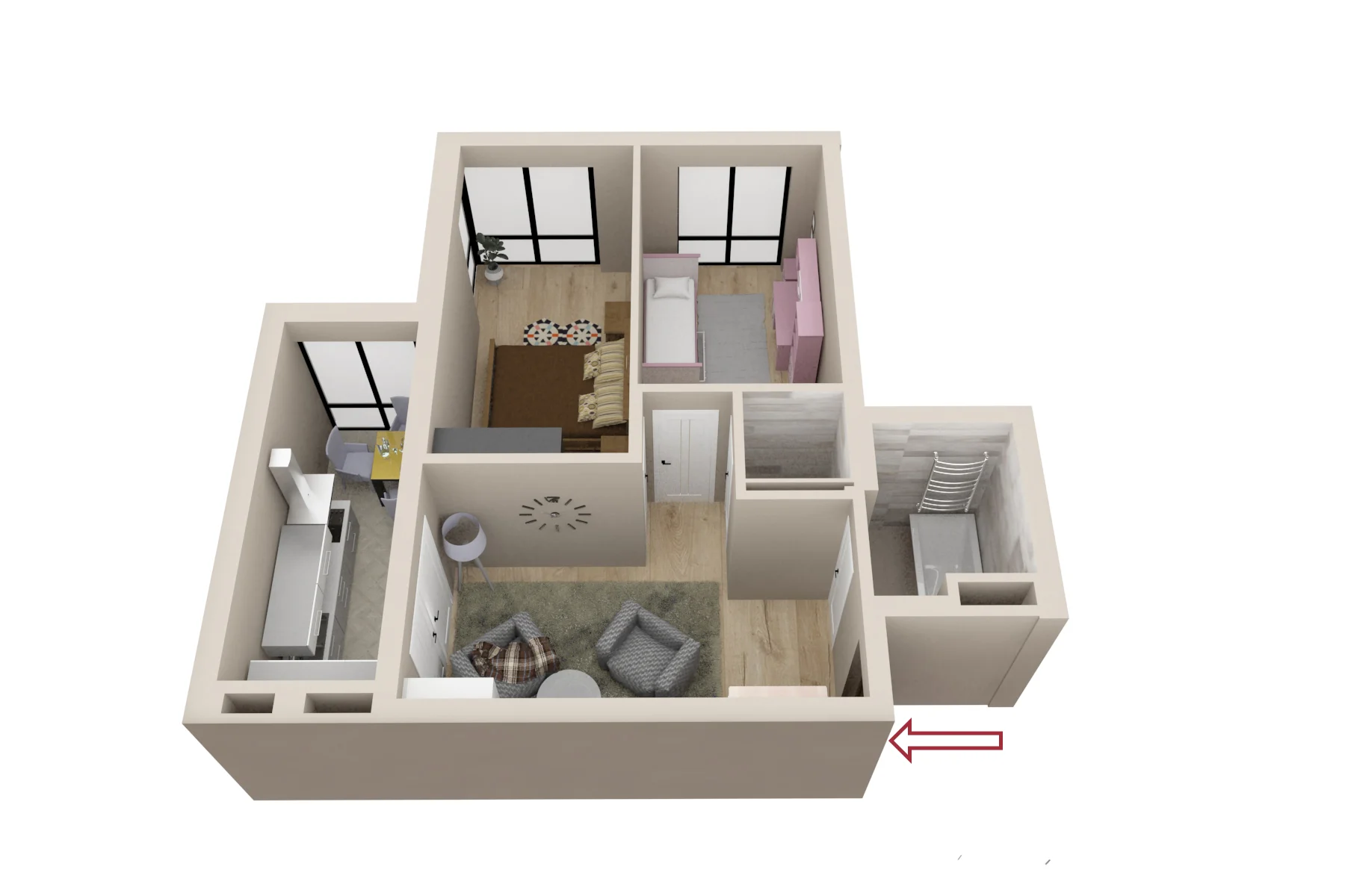 2 camere 72 m²