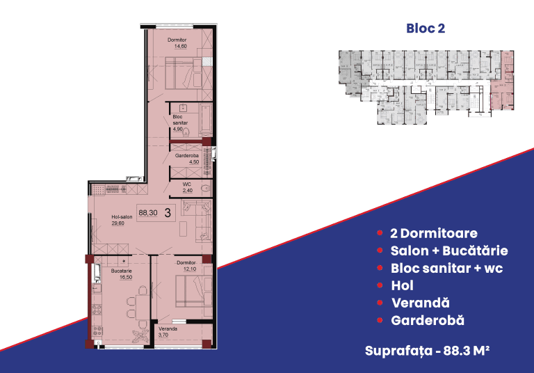 Apartamente 88.3 m²