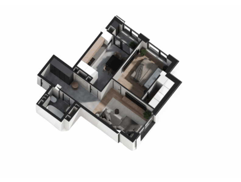 2 camere 49.54 m²