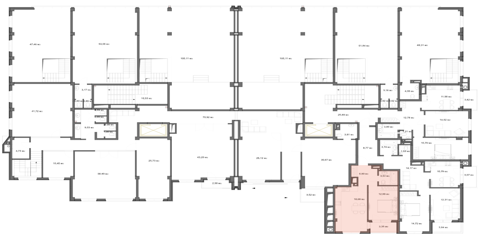 Amplasare pe etaj · Apartament · 44.33 m²