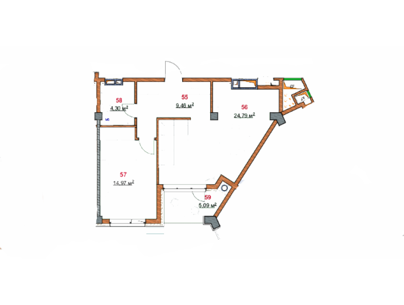 Apartamente 69.76 m²