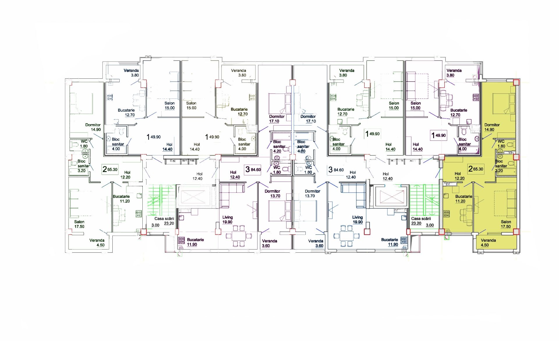 Amplasare pe etaj · Apartamente · 65.3 m²