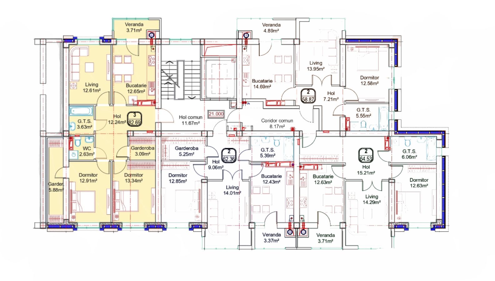 Amplasare pe etaj · Apartament · 82.69 m²