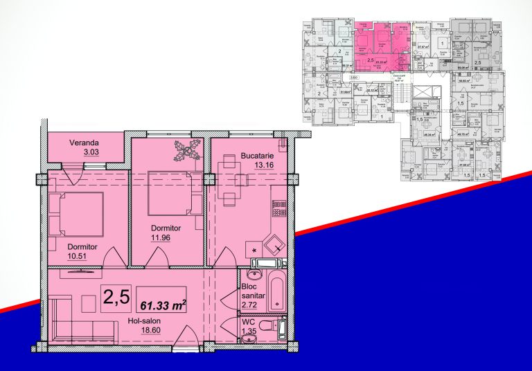 Apartamente 61.33 m²