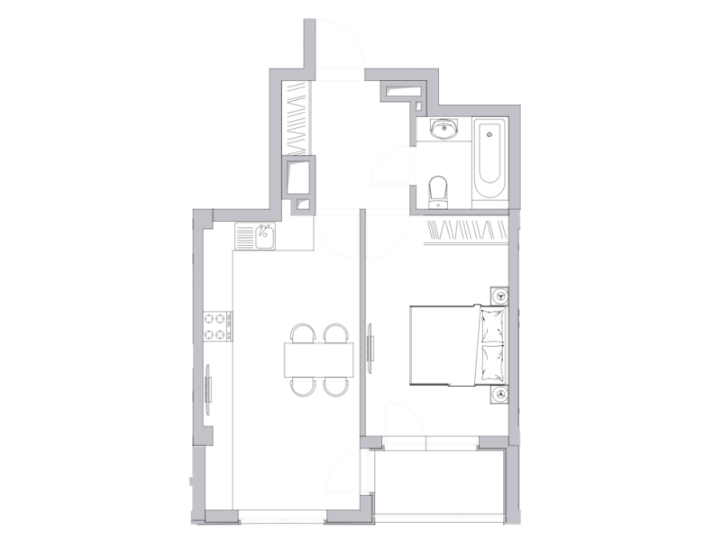 Planimetrie · Apartament · 44.33 m²